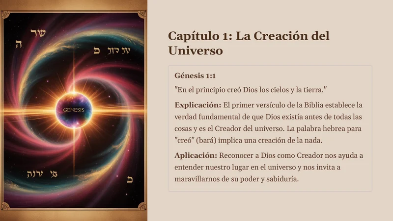 Página interna de Génesis: La creación del universo